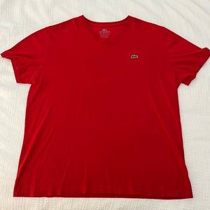 Lacoste Red V-Neck 100%Pima Cotton